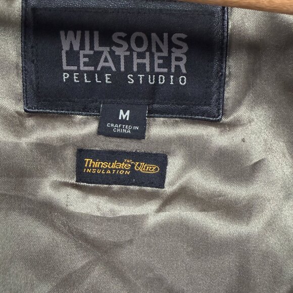 Y2K Wilsons Leather Pelle Studio Leather Trench Coat Double Breasted Size M - Picture 10 of 12